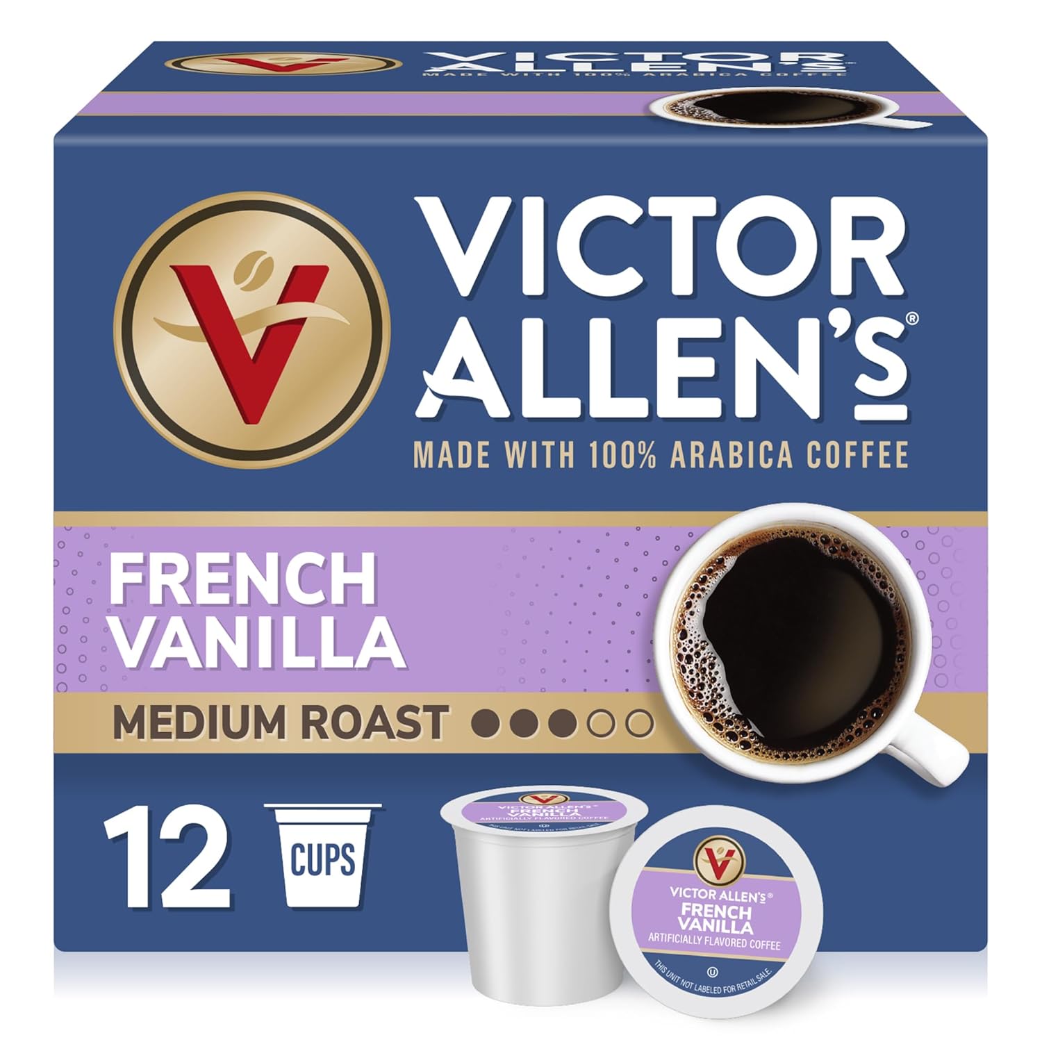 Victor Allen'S Coffee French Vanilla Flavored, Medium Roast, 1 Pack - 12 Count, Single Serve Coffee Pods For Keurig K-Cup Brewers