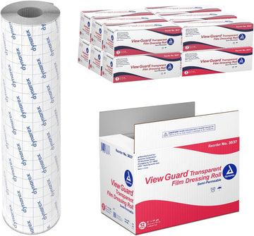 Dynarex View Guard Transparent Film Dressing Rolls, Non-Sterile Transparent Film Dressing That Protects Minor Wounds And Easily Conforms To Body Contours, 8" X 11 Yds., 1 Box Of 12 Dressing Rolls