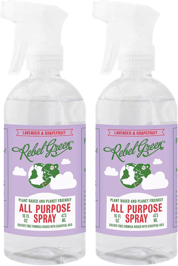 Rebel Green Natural All-Purpose Cleaning Spray - Essential Oil Multi-Surface Cleaner - Kid Safe, Pet Safe & Sustainable Cleaning Products