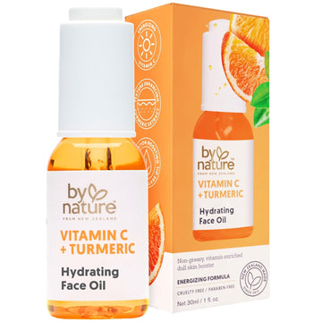 By Nature Brightening & Hydrating Face Oil - Vitamin C Oil & Turmeric Extract Enriched With Plant Squalane Oil For Face- Revitalize Dull, Tired Skin - Vitamin C Face Oil For Women And Men, 1 Fl Oz