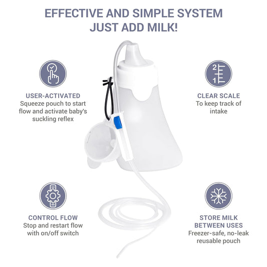 Daus™ User-Activated Supplemental Feeding System (Sns) With Flow Regulator And Reusable Milk Storage Bag, 4 Oz / 120 Ml Capacity, Patent Pending (Sns System 1Pk)