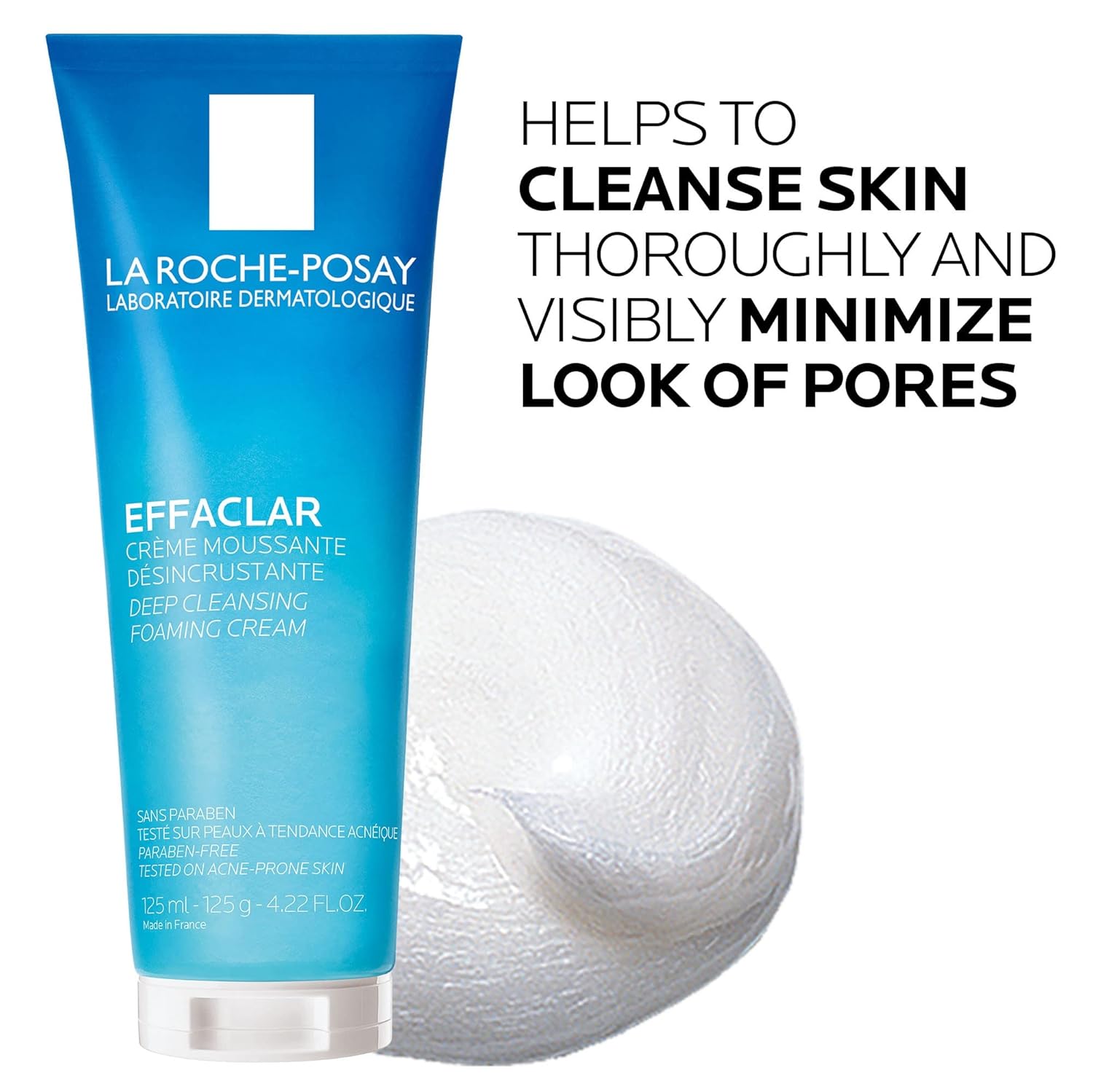 La Roche-Posay Effaclar Deep Cleansing Foaming Facial Cleanser, Cream Cleanser for Sensitive Skin, Daily Face Wash for Oily Skin and Acne Prone Skin to Minimize Look of Pores : Beauty & Personal Care