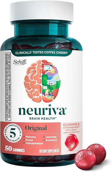 Neuriva Brain Supplement For Memory & Focus With Phosphatidylserine & Neurofactor, Caffeine-Free Gummies