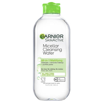 Garnier SkinActive Micellar Water for Oily Skin, Facial Cleanser & Makeup Remover, 13.5 Fl Oz (400mL) 1 Count (Packaging May Vary)