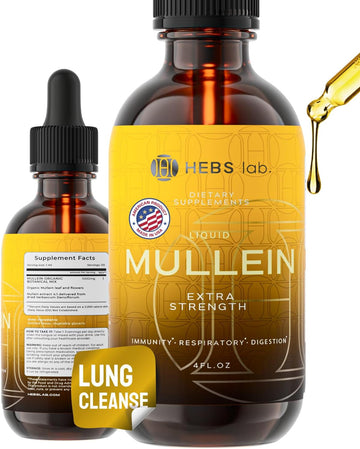 Mullein Leaf Extract - Organic Lung Cleanse - Mullein Drops for Lung Health - Made in USA - Natural Lung Support Supplement - Herbal Respiratory Relief - Mullein Extract Tincture 4 Fl Oz