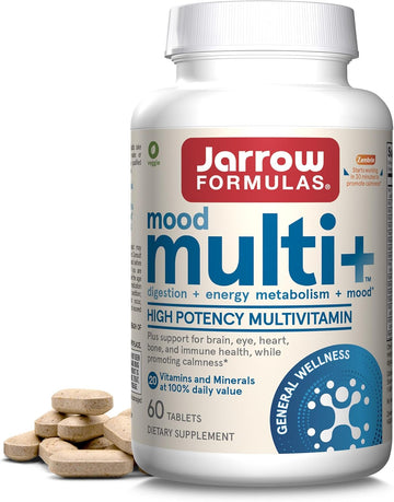 Jarrow Formulas Multi+ Mood Multivitamins for Occasional Stress Resistance, 60 Tablets, 30 Day Supply