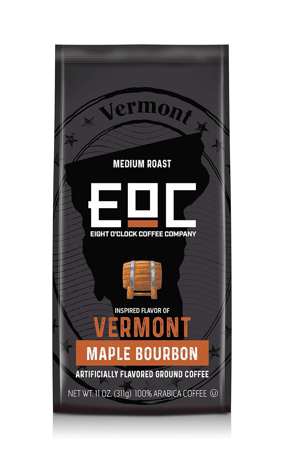 Eight O'Clock Coffee Flavors Of America Vermont Maple Bourbon, 11-Ounce, Ground Coffee, Robust Maple, Caramel & Bourbon