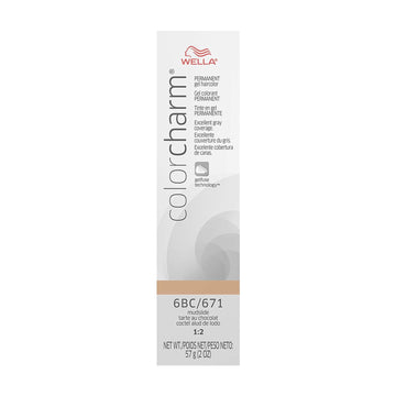 Colorcharm Permanent Gel, Hair Color For Gray Coverage, 6Bc Mudslide