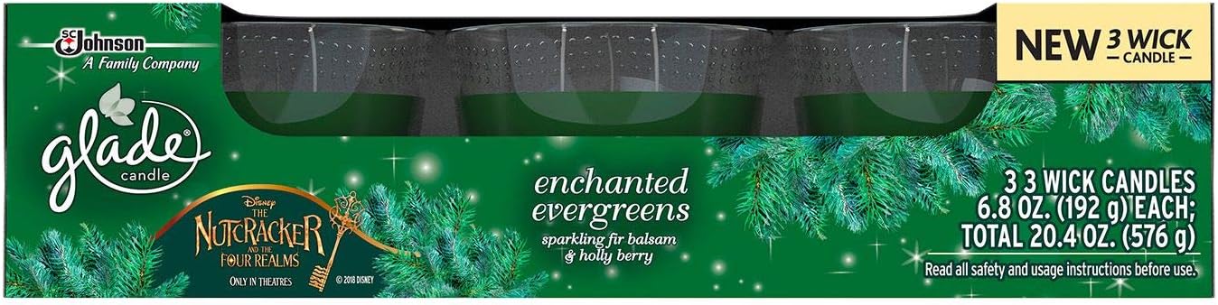 Glade 3 Wick Candle Air Freshener, Enchanted Evergreen (3 pk.)