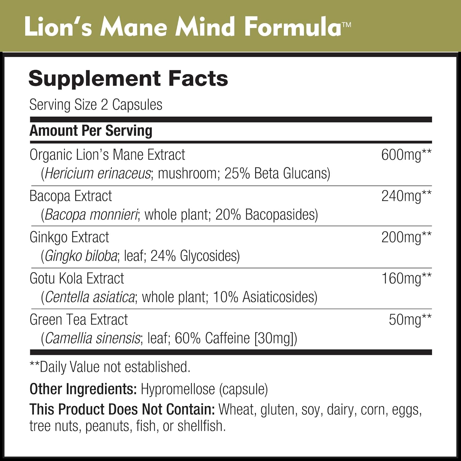 Dailynutra Lion’S Mane Mind Formula - Nootropic Supplement For Cognitive Brain Health | Organic Mushroom Extract With Bacopa, Gingko, And Gota Kola (90 Capsules) : Health & Household