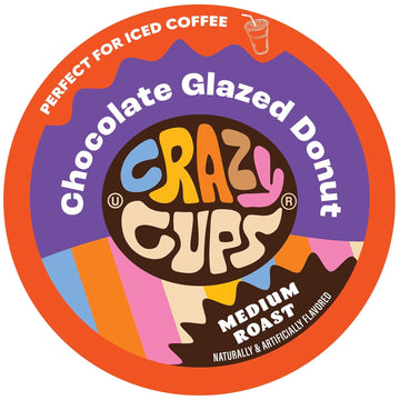 Crazy Cups Flavored Coffee Pods, Chocolate Glazed Donut, Flavored Single Serve Coffee Capsules For All Keurig K Cups Coffee Makers, 22 Count (Pack Of 1)