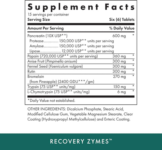 Michael'S Health Naturopathic Programs Recovery Zymes - 90 Enteric Coated Ph Stable Tablets - Proteolytic Enzyme Supplement - Supports Natural Inflammatory Response - 15 Servings