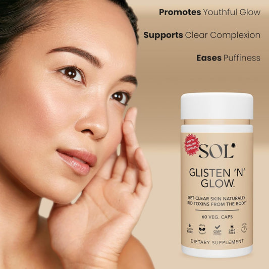 Glisten ‘N’ Glow Supplement: Skin Vitamins For Women – Biotin, Collagen & Skin-Loving Vitamins A, B, C, E For Clear Complexion & Youthful Glow, 60 Easy To Swallow Capsules