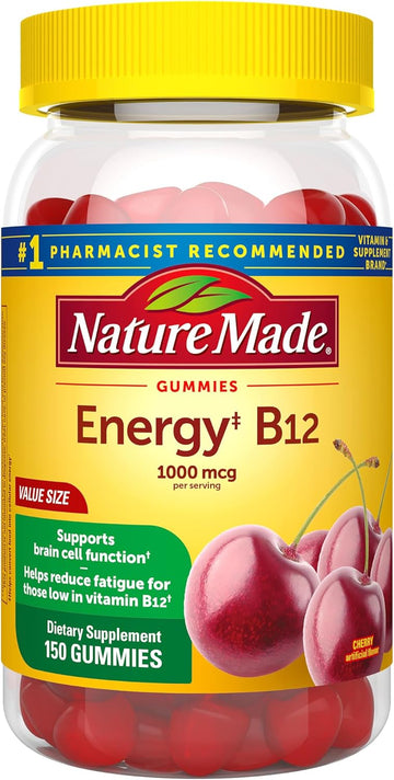 Nature Made Energy B12 1000 Mcg, Dietary Supplement For Energy Metabolism Support, 150 Gummies, 75 Day Supply