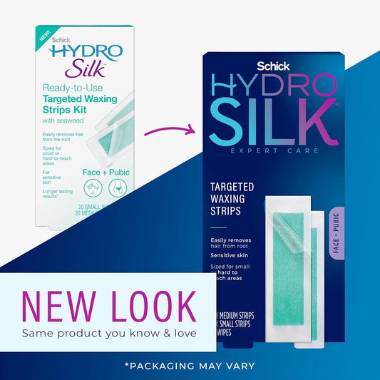 Schick Hydro Silk Waxing Strips for Face ,Hair Removal ,Eyebrow | Bikini Soft Wax Kit for Women