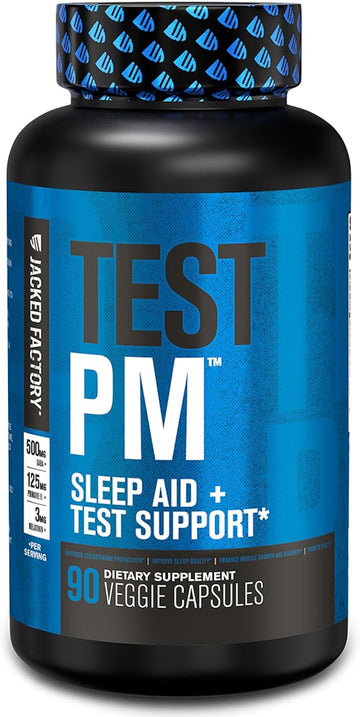 Test Pm Testosterone Booster & Sleep Aid Supplement For Men | Promote Recovery, Muscle Growth, Rest | Night Time Muscle Builder With Ashwagandha, L-Theanine, & More | 90 Natural Veggie Pills