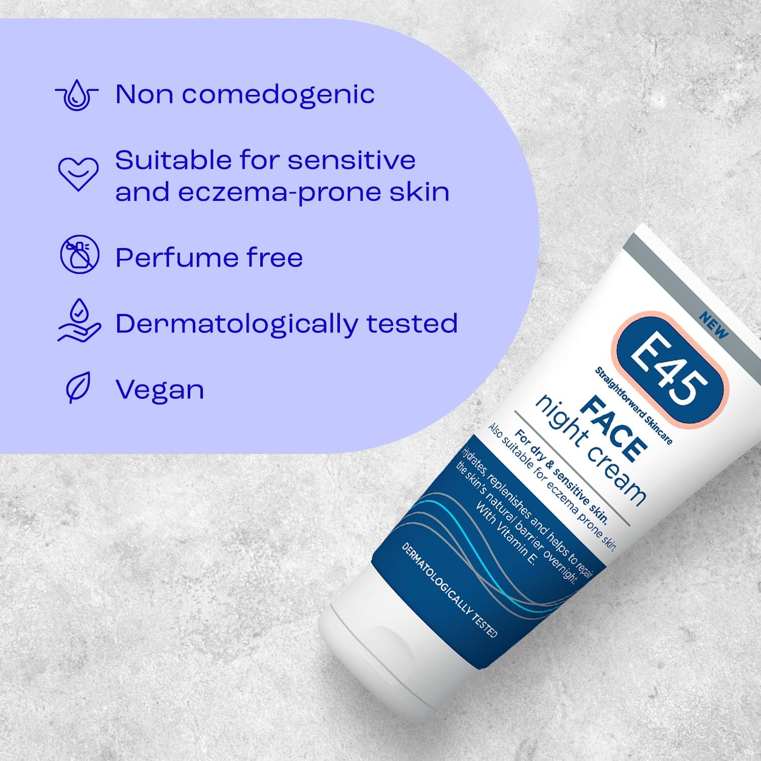 E45 Face Night Cream - Nourishing Night Moisturiser to Restore Skin Barrier – For Sensitive Skin & Eczema Prone Skin - Regenerative & Firming Night Cream - Perfume Free - Dermatologist Approved - 50ml : Amazon.co.uk: Beauty