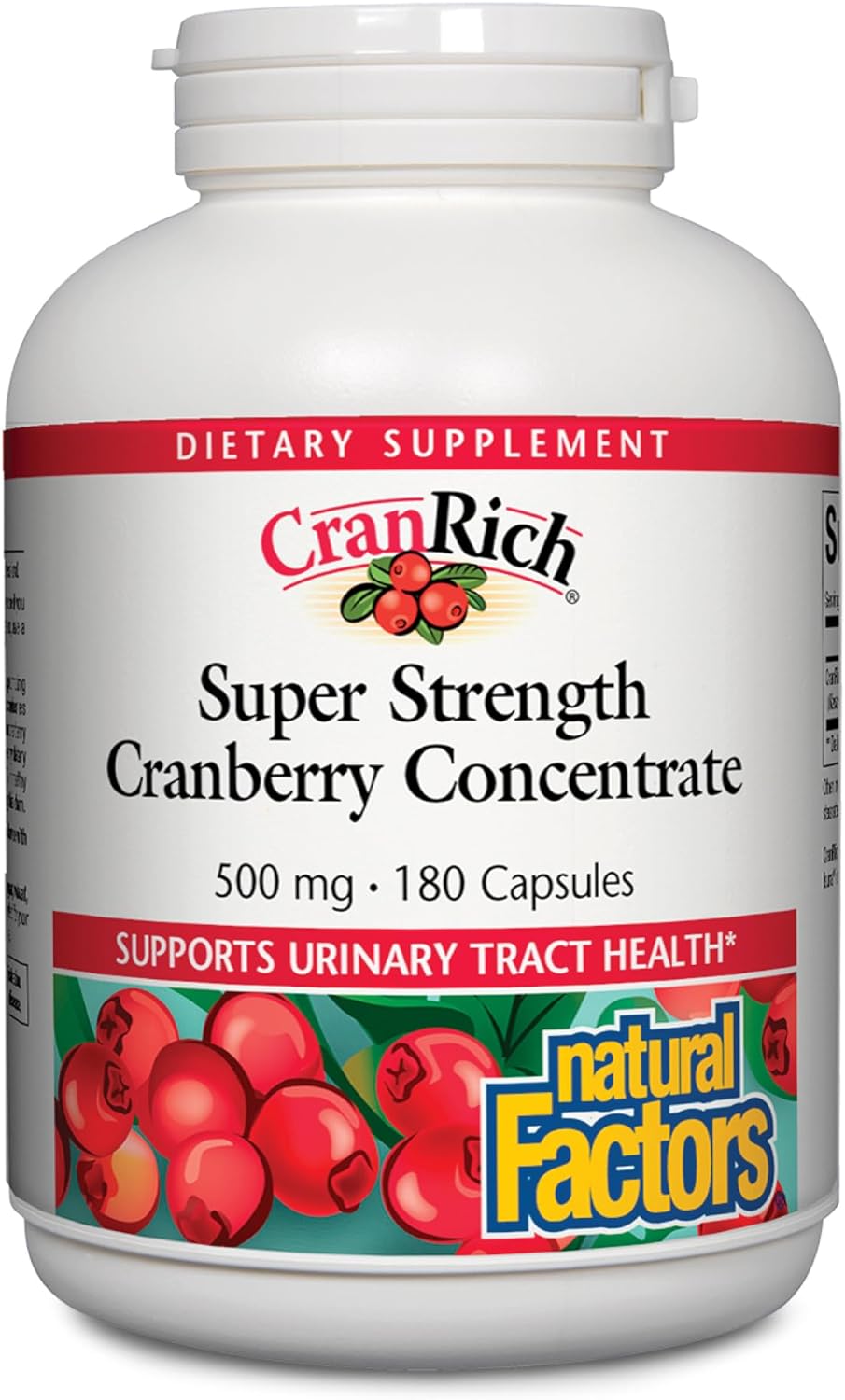 Natural Factors, Cranrich, Super Strength 36:1 Cranberry Concentrate, 500 Mg, Sugar-Free Whole Fruit Cranberry Pills For Urinary Tract Health