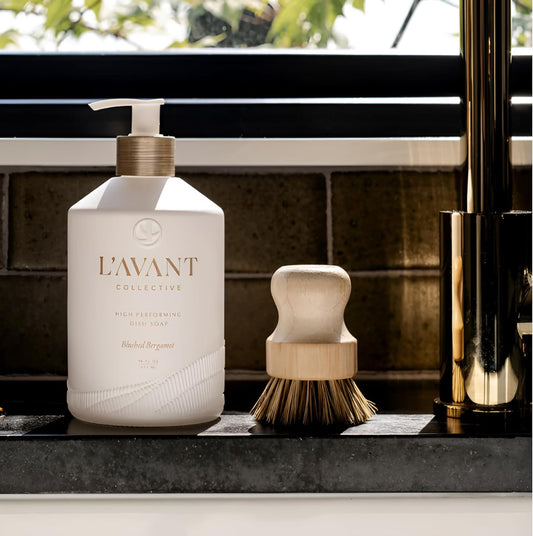 L'AVANT Collective High Performing Dish Soap | Plant-Based Ingredients & High Performing Formula | Notes of Bergamot, Orange Blossom, Amber, Cedar Reusable Glass Bottle Blushed Bergamot Scent |16oz