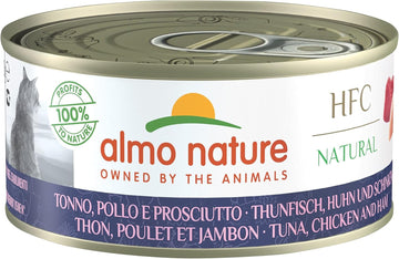 24 x Almo Nature Hfc Natural Wet Cat Tin - Tuna Chicken And Ham 150g :Pet Supplies