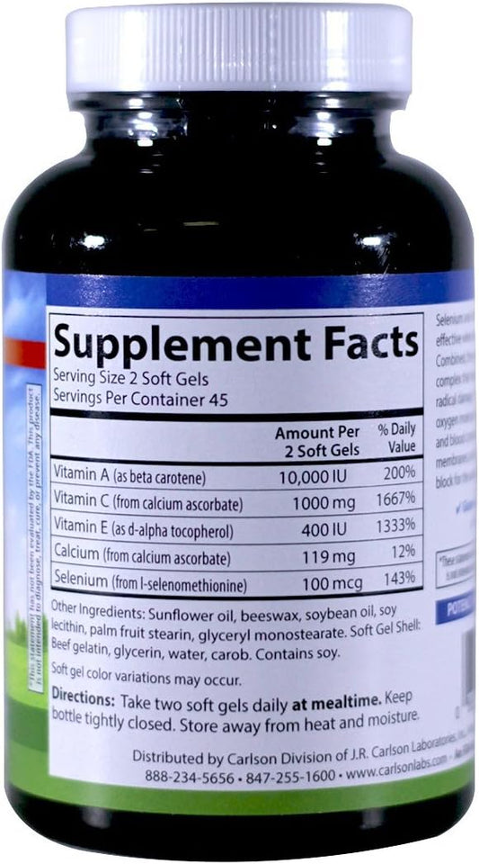 Carlson Aces Antioxidant Formula, 90 Softgels : Health & Household