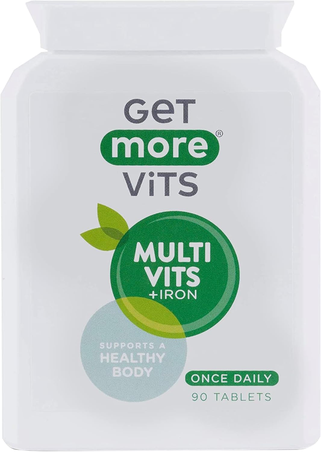 Get More Vits - Multivitamin Tablets With Iron (90 Tablets), Promotes Stronger Immune System, Healthy Bones, Teeth & Muscles, Supports Faster Metabolism, Combats Tiredness & Fatigue, Vegetarian, Vegan