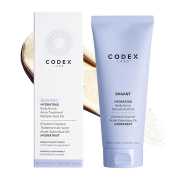 Codex Labs Shaant Hydrating Acne Body Scrub - Oil Control Exfoliator - For Acne Prone Skin, All Skin Types - With 2% Salicylic Acid, White Birch Bark - Cruelty-Free, Vegan Skincare (100G)