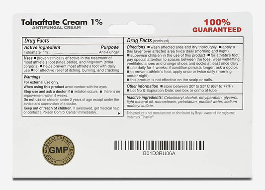 (6 Pack) Globe Tolnaftate 1% Cream 1 Oz, Antifungal Treatment, Proven Clinically Effective On Most Athlete’S Foot And Ringworm, Compare To The Leading Name Brand