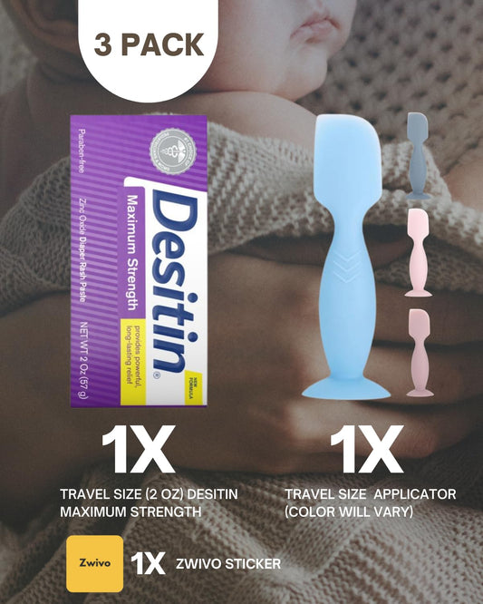 Desitin Maximum Strength Diaper Rash Cream for Baby 2oz Travel Bundle with Baby Diaper Cream Spatula Applicator - Baby Butt Paste Spatula Applicator