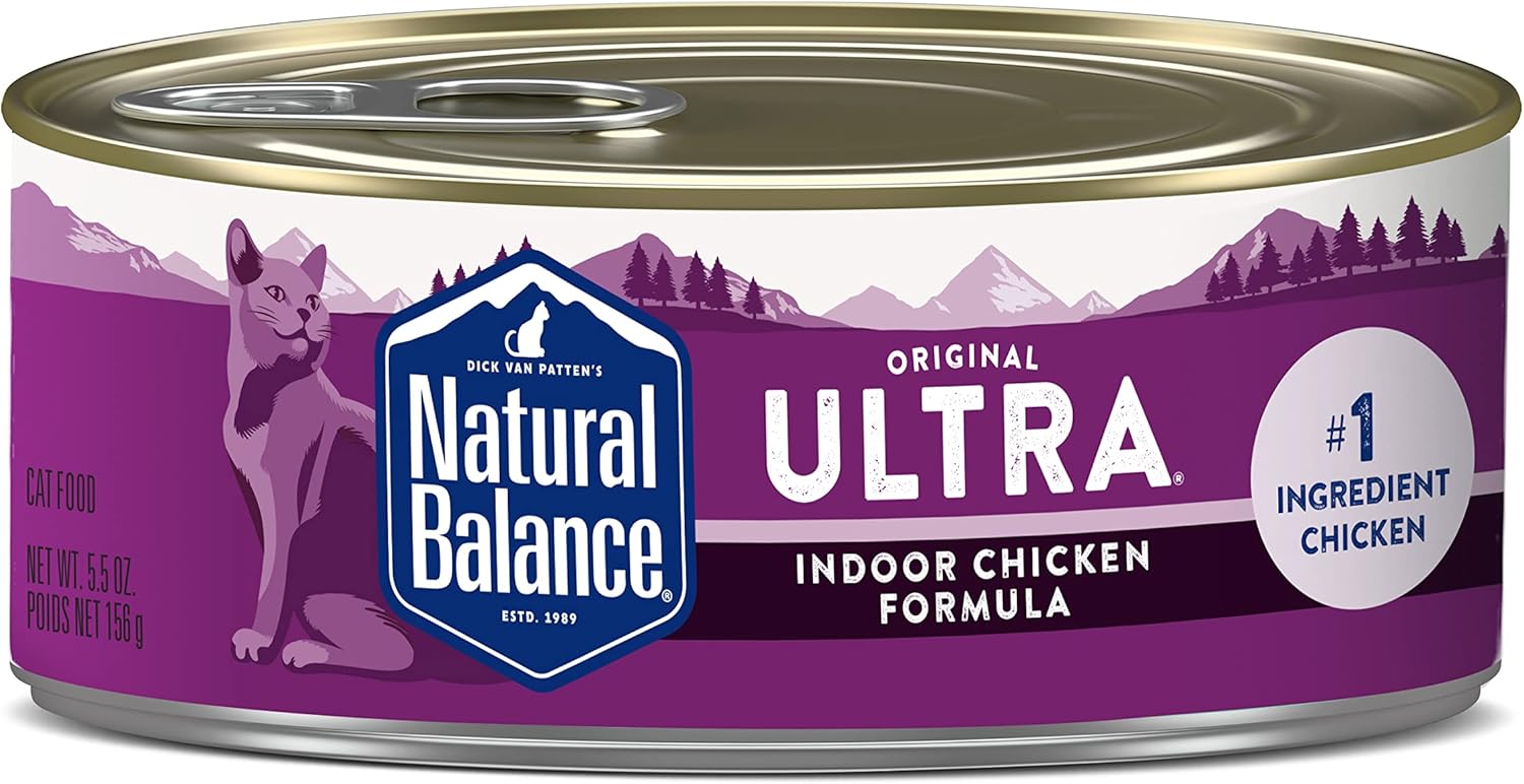 Natural Balance Ultra Premium Chicken Indoor Cat Food | Wet Canned Food For Cats | 5.5-Oz. Can, (Pack Of 24)