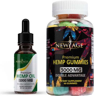 NEW AGE Hemp Oil and Hemp Gummies (1000mg Oil + 3000mg Gummies)