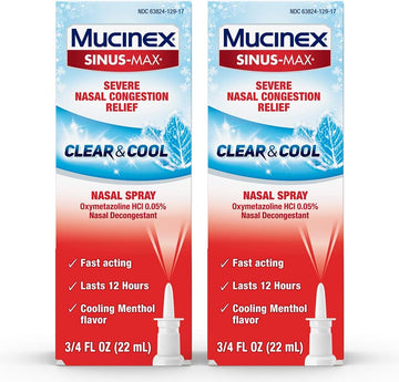 Mucinex Sinus-Max Nasal Spray Clear & Cool, 0.75 Oz Packaging May Vary (Pack Of 2), 1.5 Fluid Ounces