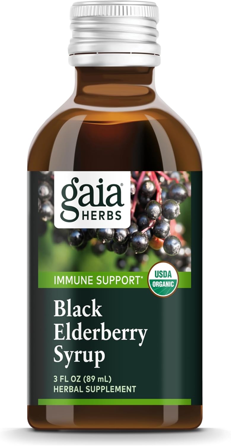 Gaia Herbs Black Elderberry (Sambucus Nigra) Syrup-Immune Support Supplement-Made With Organic Black Elderberries For Immune System Support-Usda Certified Organic Formula-5.4 Fl Oz (32-Day Supply)