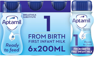 Aptamil 1 First Infant Baby Milk Ready To Use Liquid Formula, From Birth, 6X200 Ml