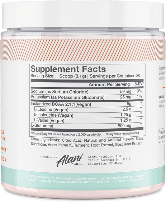 Alani Nu Bcaa Sour Peach Ring | Branch Chain Essential Amino Acids | 2:1:1 Formula | Supplement Powder | Muscle Recovery Vitamins For Post-Workout | 30 Servings