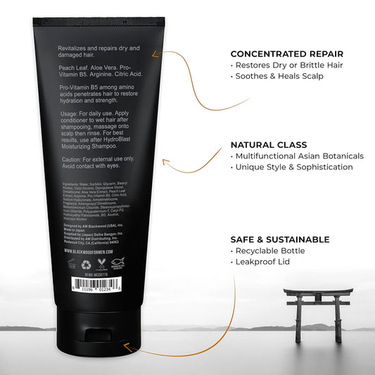 Blackwood For Men Hydroblast Moisturizing Conditioner - Deep Treatment For Damaged & Dry Hair - Natural Vegan Formula For Curly & Coarse Hair - Sulfate Free, Paraben Free, & Cruelty Free (7.76 Oz)