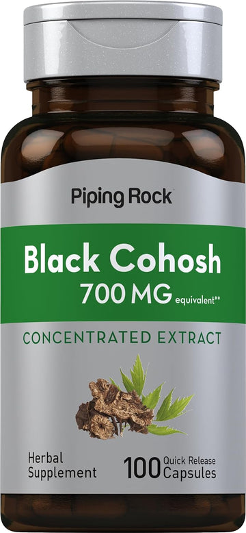 Piping Rock Black Cohosh Root Herb | 700 mg | 100 Capsules | Concentrated Extract | Non-GMO, Gluten Free Supplement