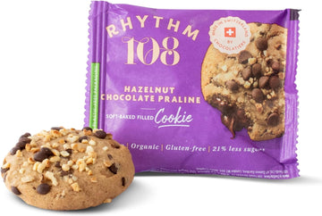 Rhythm 108 Swiss Organic Vegan Hazelnut Chocolate Praline Soft-Baked Filled Cookie 12 X 50G