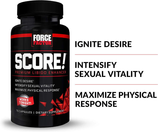 Force Factor Score! Nitric Oxide Libido Enhancer for Men with Horny Goat Weed and L-Citrulline to Ignite Libido, Maximize Response, Increase Endurance, and Boost Male Vitality, 76 Capsules