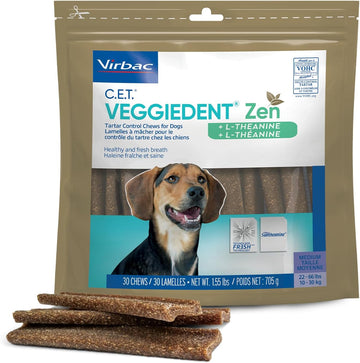 Virbac C.E.T. Veggiedent Zen Tartar Control Chews For Dogs - Medium