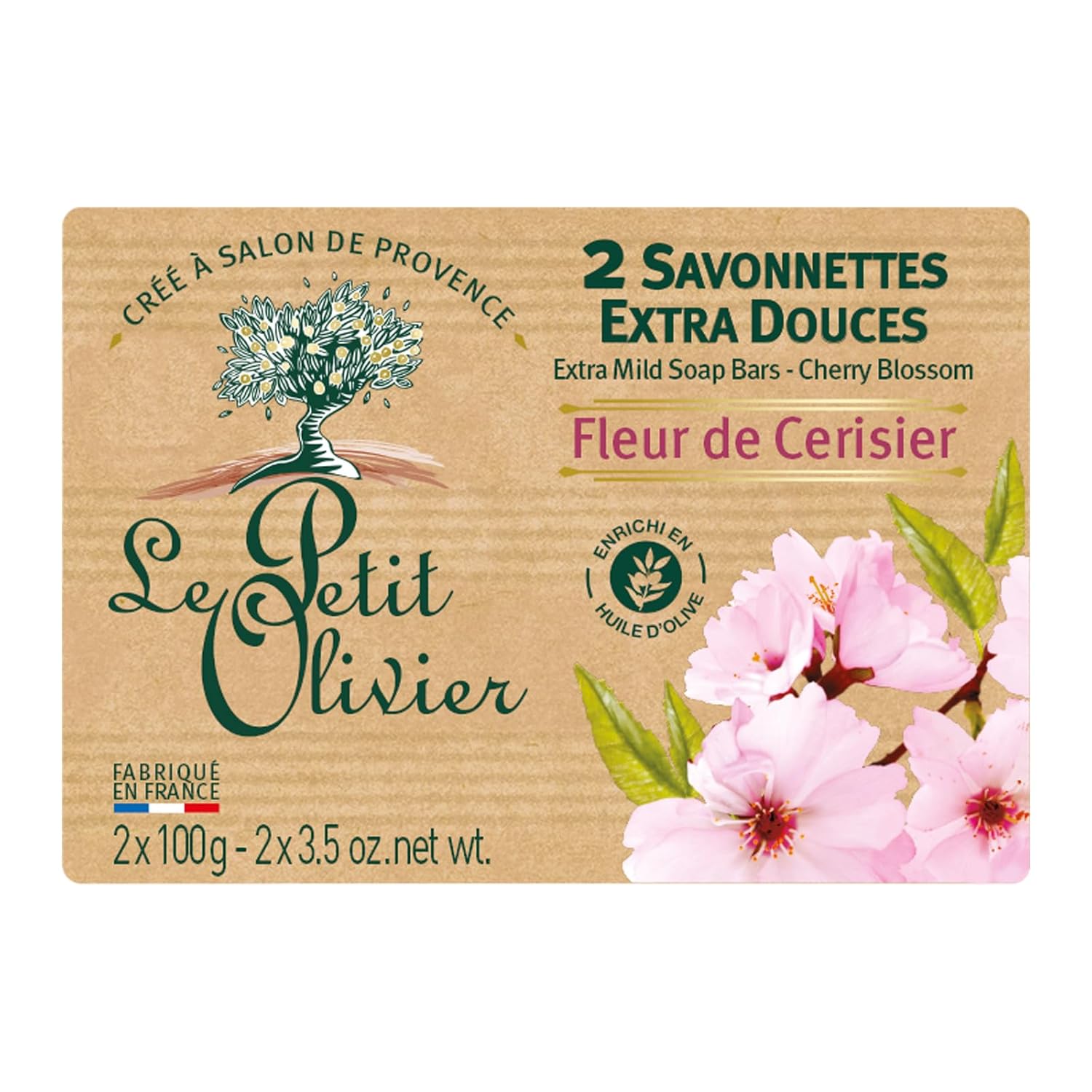 Extra Mild Soap - Cherry Blossom - Gently Cleanses Skin - Delicately Perfumed - Vegetable Origin Based - 2 Pc