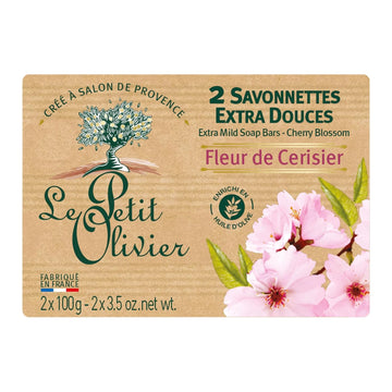 Extra Mild Soap - Cherry Blossom - Gently Cleanses Skin - Delicately Perfumed - Vegetable Origin Based - 2 Pc