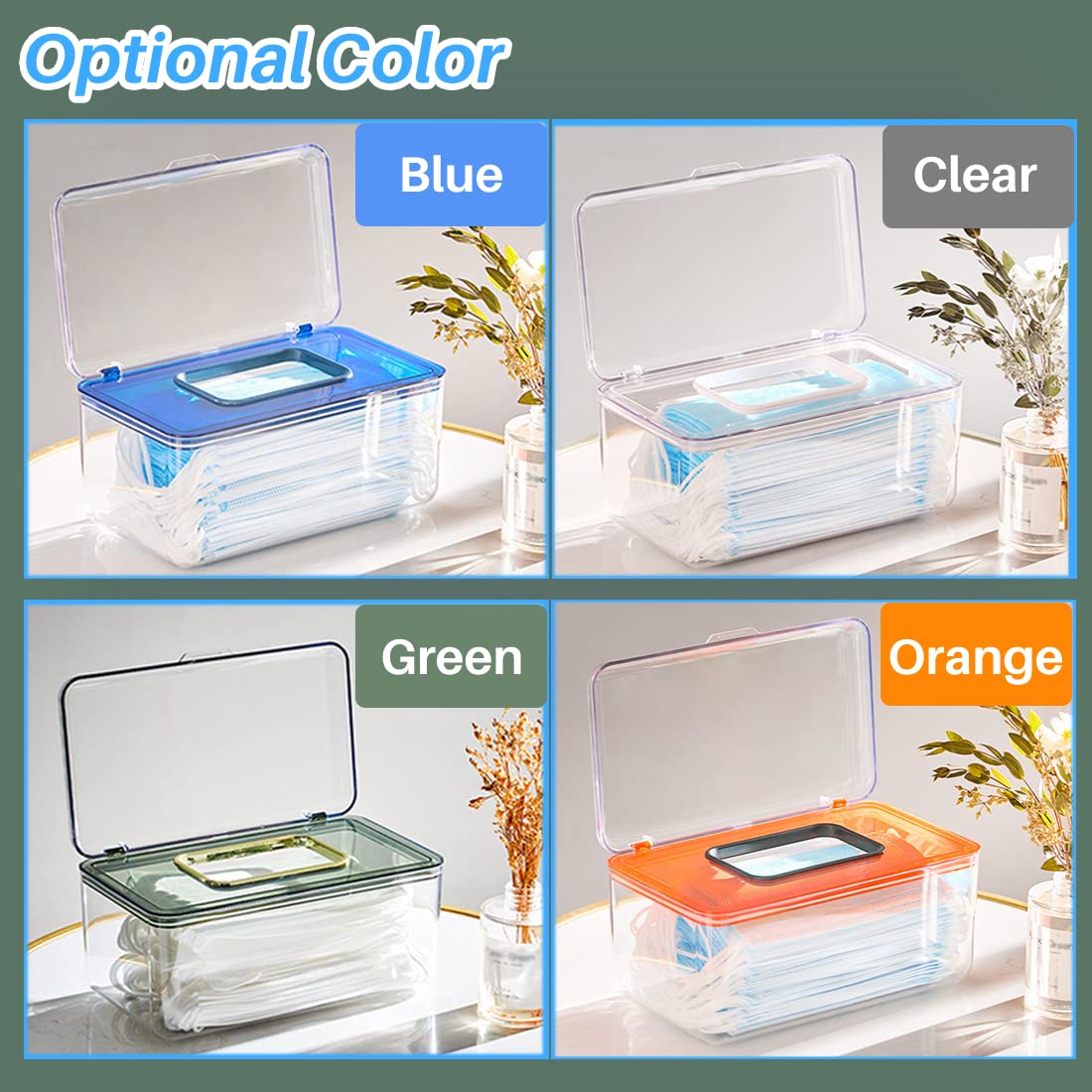 Kalevel Mask Dispenser Clear Baby Wipe Dispenser Large Capacity Wipes Dispenser Portable Tissue Case With Spring For Girls Boys Green : Baby