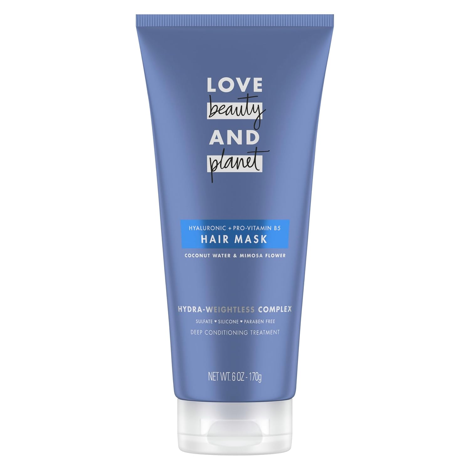 Love Beauty And Planet Hair Mask Deep Conditioning Treatment Coconut Water & Mimosa Flower For Dry Hair Sulfate-Free, Silicone-Free, & Paraben-Free 6 Oz