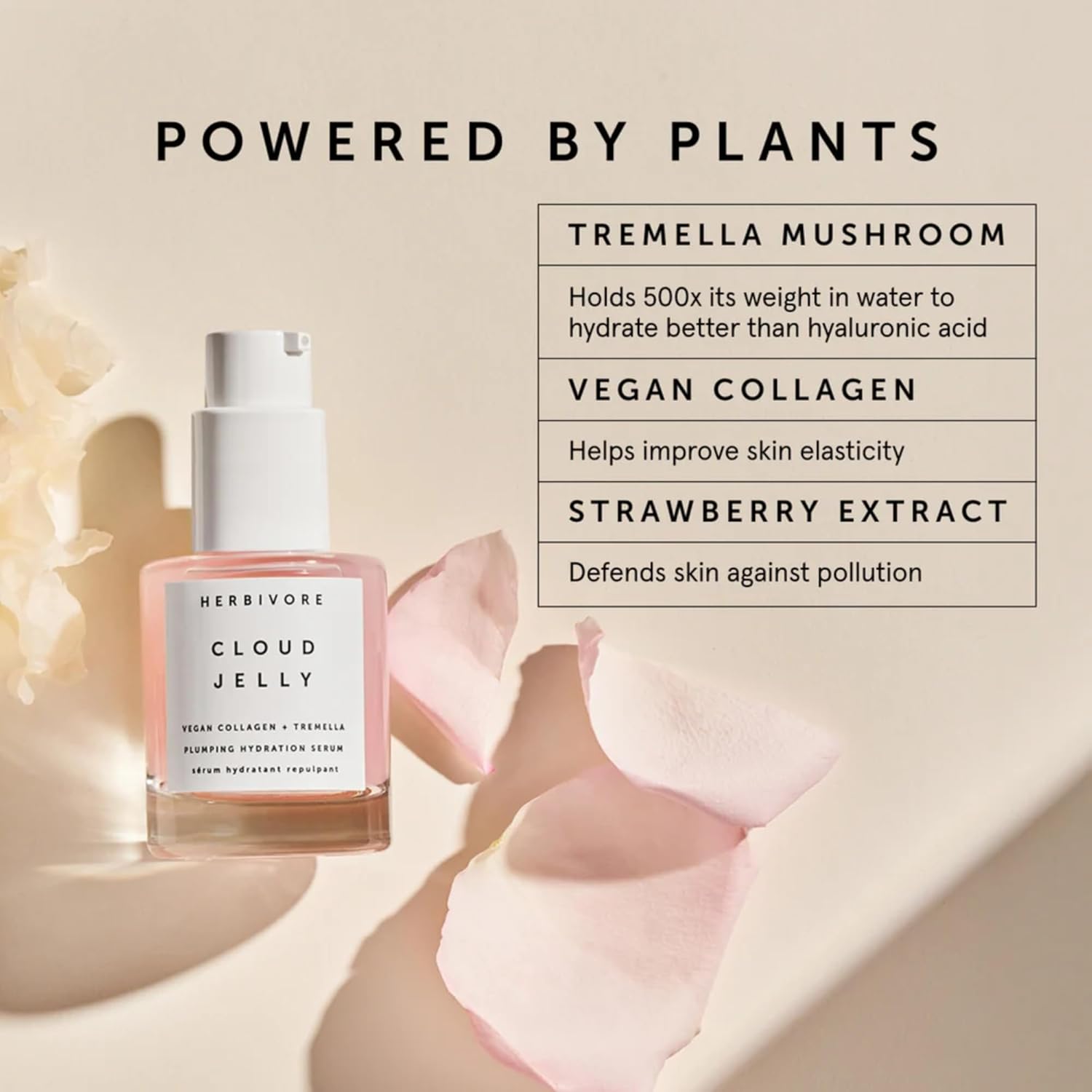 Herbivore Cloud Jelly Plumping Hydration Serum | Tremella Mushroom + Strawberry Extract, Lightweight, Deep Hydration For All Skin Types | Vegan, Plant-Based + Cruelty-Free, 30 Ml / 1 Oz : Beauty & Personal Care