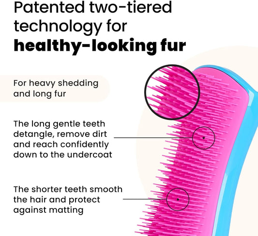 Tangle Teezer Large Pet Teezer De-Shedding Grooming Brush - For Dry Hair Or Bath - The Perfect Deshedding Brush For Dogs - Purple & Grey