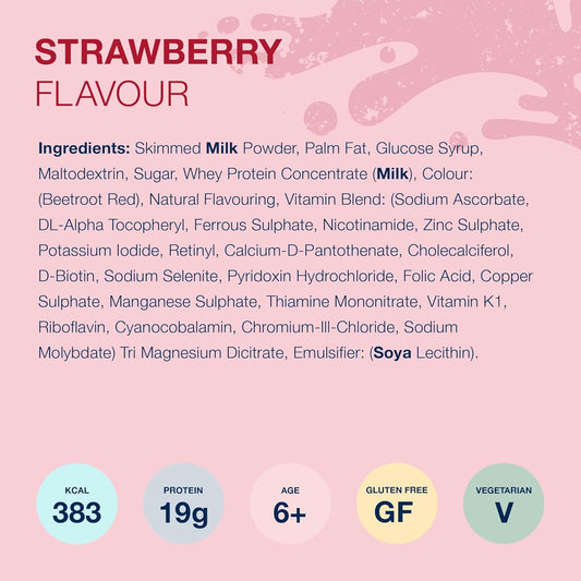 Aymes - High Protein Nutritional Powder Shakes - Strawberry - 7 Servings - Milkshake-Style Drink Mix - Gluten Free, Vegetarian, Halal & Kosher Suitable - For Ages 3+ And Adults