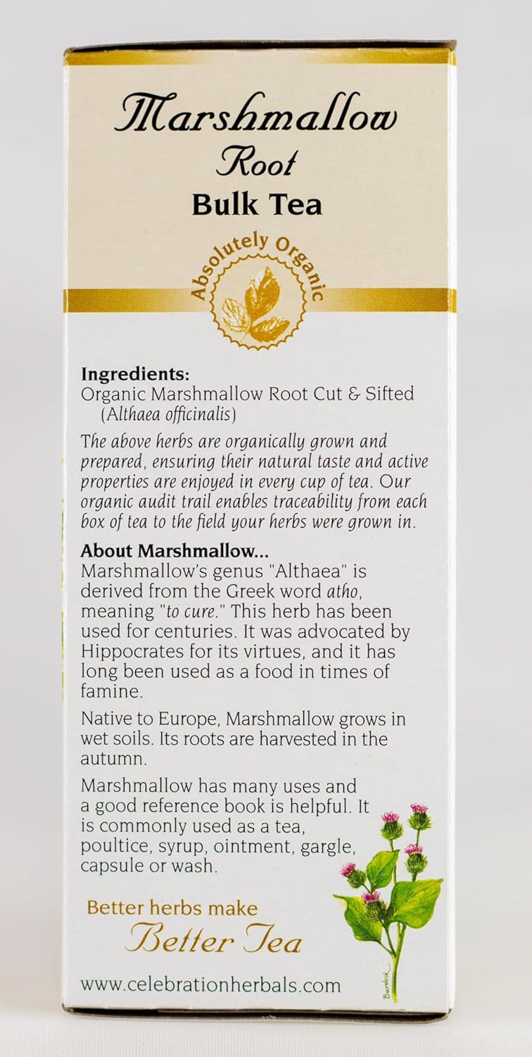 Celebration Herbals Organic Marshmallow Root Bulk Tea Caffeine Free - 1.76 Oz : Grocery & Gourmet Food