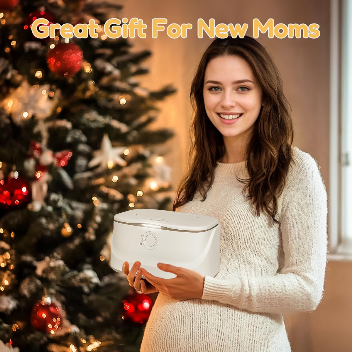 Baby Wipe Warmer With Night Light,Innovative Spring Design,Baby Wet Wipes Dispenser For Large Wipes,Wipes Warmer For Newborn Baby,Temperature Display,3 Modes Of Temperature Heating Control