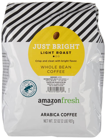 Amazon Fresh, Just Bright Whole Bean Coffee Light Roast, 32 Oz